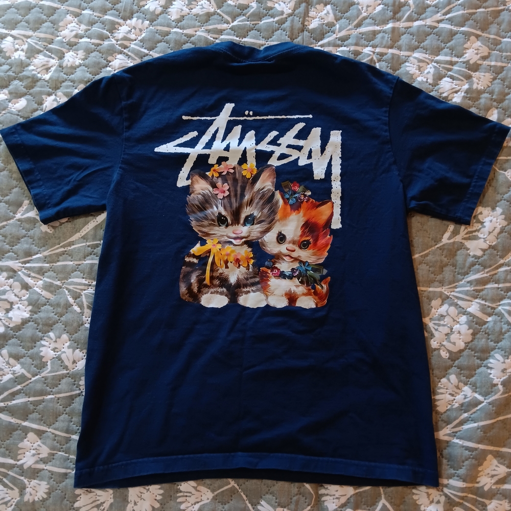 Stussy Blue Short Sleeve Tee Iconic Crew Neck
